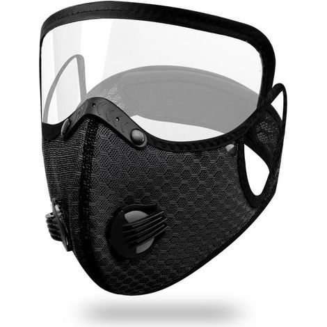Masque de protection pour cyclisme noir avec visière amovible et filtre (1/3)