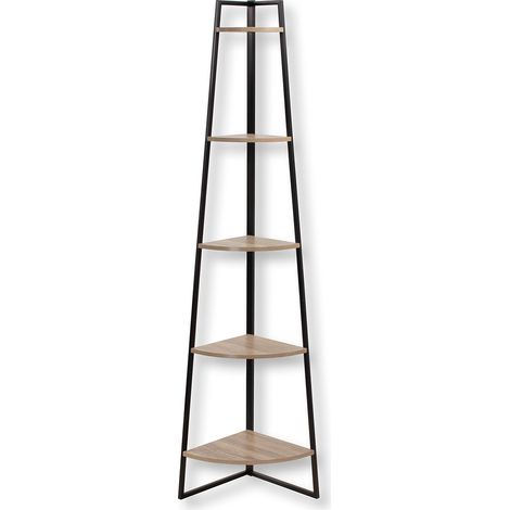 CALICOSY - Étagère d'angle 5 étages Décor Bois H180 cm LEXIE (1/5)