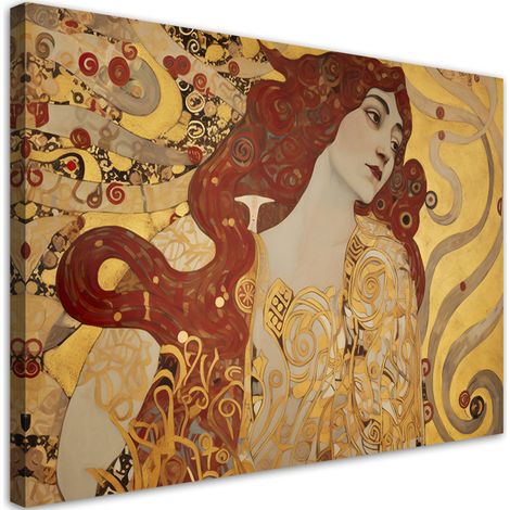 Tableau sur toile Femme aux cheveux longs - G. Klimt 100x70 (1/5)