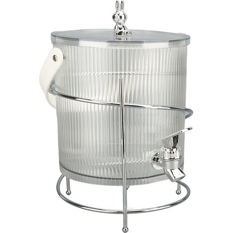 Distributeur de boissons avec support et robinet, en PE sans BPA, idéal pour fêtes, mariages, citronnade et thé glacé, design transparent élégant (1/5)