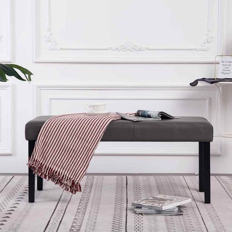 Banc de jardin 106 cm Banc de salon - Banc de table Gris Similicuir BV251750 - BonneVie (1/5)