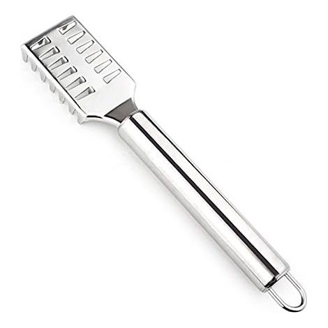 BEBUSINGOTO Desescamador de pescado de acero inoxidable, herramienta para quitar escamas de pescado, raspador de cocina, pelador (1/5)