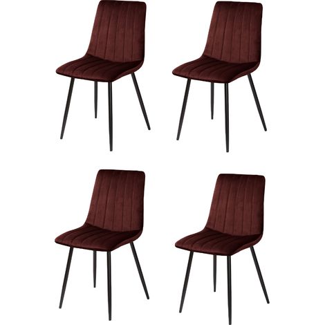 Pack de 4 sillas de comedor estilo Vintage Modelo Iria color granate (1/5)