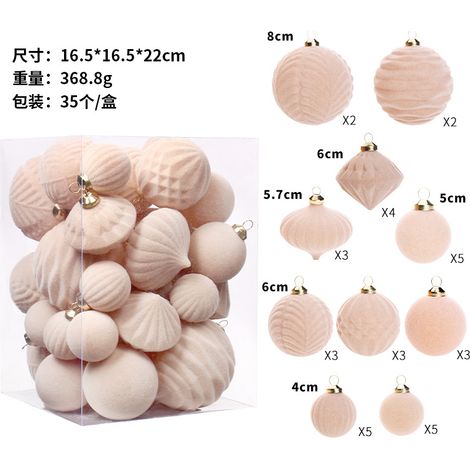Décorations de Noël, coffret cadeau de 35 boules de Noël floquées de qualité supérieure, pendentif pour sapin de Noël