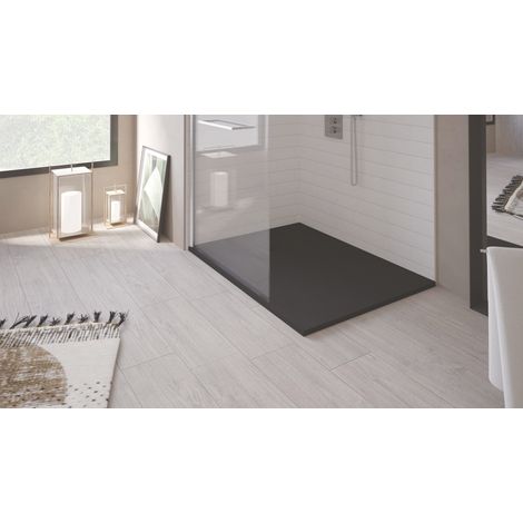 ONDEE - Plato de ducha NOLA 3 - Puede cortarse - 80x100x3cm - Resina - Negro (1/5)