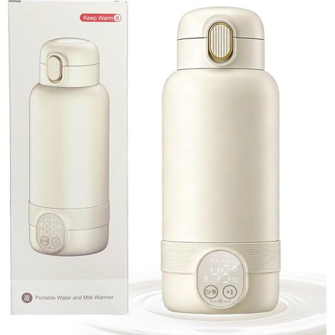 Calentador de biberones inalámbrico portátil para llevar, calentamiento rápido en 2 minutos, 14 000 mAh, para leche materna, capacidad de 500 ml, uso diario, para leche materna y agua. (1/5)