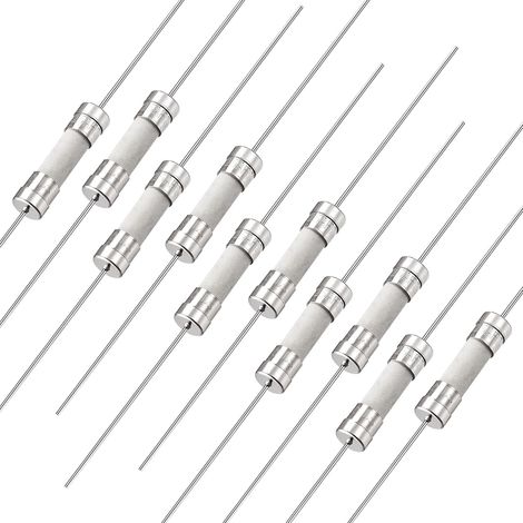 Fusible Tube Cylindrique en Céramique avec Broche 5x20mm 250V T2.5A, Fusible à Coupure Lente Temporisation Fil Conducteur, 10pcs (1/4)