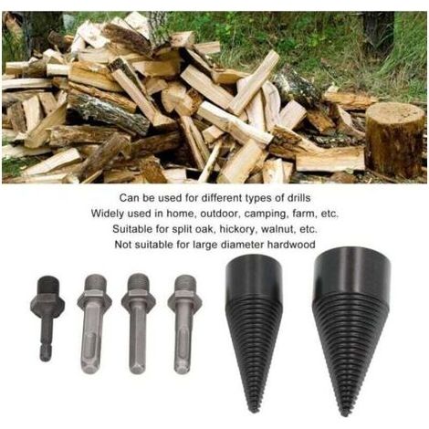 Foret Amovible pour Fendeur de Bûches de Bois de Chauffage, 6 Pièces de Forets pour Fendeur de Bois, Perceuse à Cône Robuste, Cônes de 32 Mm 42 Mm, Mèches de Bûches avec 4 (1/3)