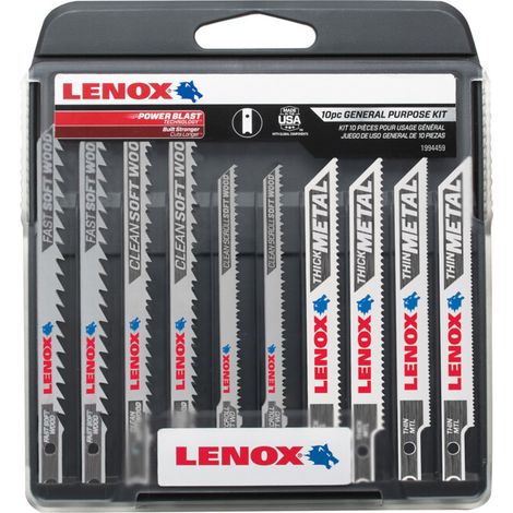 LENOX Jeu de lames de scie sauteuse universel 10 pièces, arbre en U, y compris la boîte : 2 x C450U, 2 x C416U, 2 x C320US, 2 x B314U, 2 x B324U