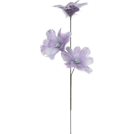 Branche déco spéciale fêtes Fleurs en Plumes mauves et argentées H 65 cm - Feeric Christmas