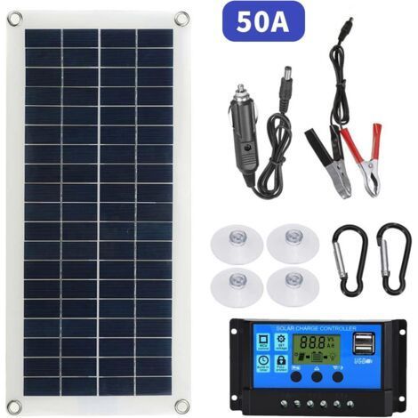 Panneau Solaire 300W 12V 24V Panneau Solaire Flexible Monocristallin Cellule Module avec Contrôleur de Charge Solaire pour Bateau RV Camping Car Voiture