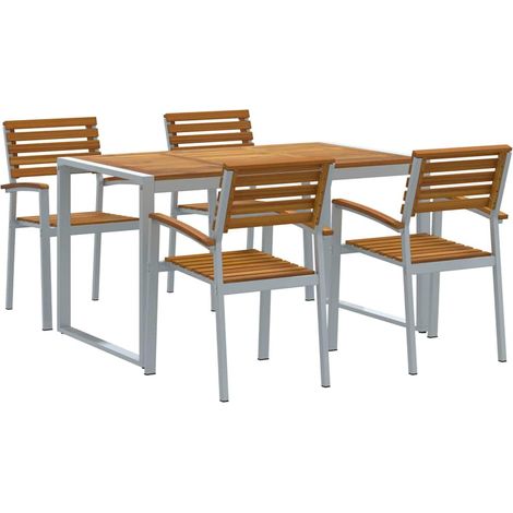 Maison Exclusive - Garten Essgruppe 5 pcs Grau Massivholz Akazie