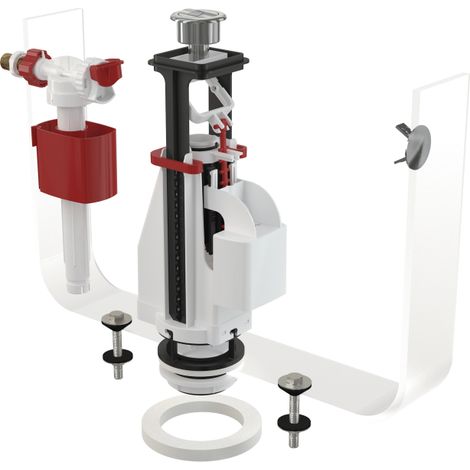 Set di componenti di montaggio per cassetta di scarico in ceramica con doppio pulsante cromato