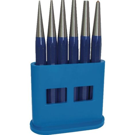 Jeu de chasses-goupilles 6 pièces 1-2-3-4-5 + pointeau D.4mm porte-douille TECWERK (1/2)