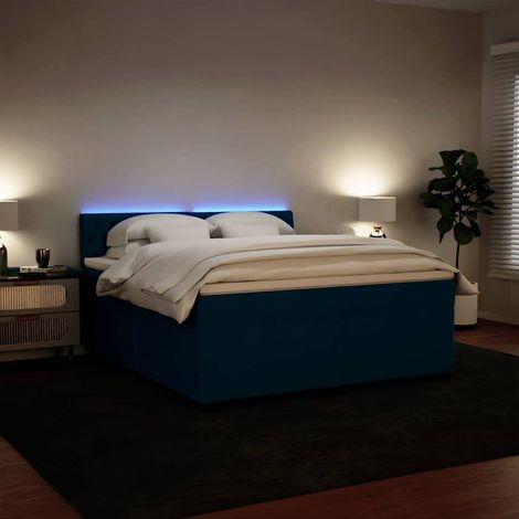 Boxspringbett mit Matratze Blau 200x200 cm Samt (1/5)