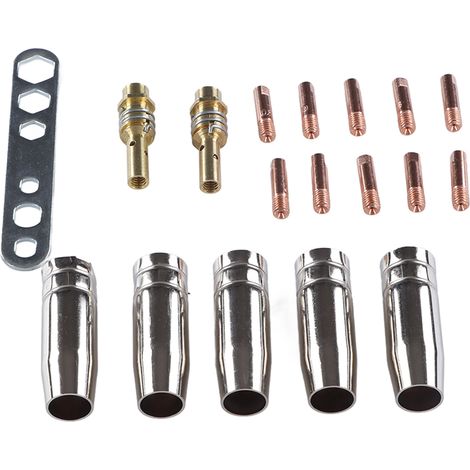 Set aus 5 Kontaktdüsen und TIG/MIG-Schweißspitzen, MB15-Brennerverschleißteilen, Hitzeschutz, Präzision und Langlebigkeit. (1/5)