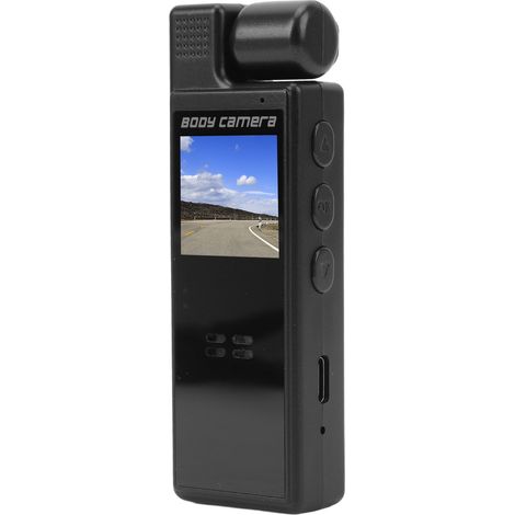 Caméra corporelle 4K avec connexion Wi-Fi, écran couleur 1,3 pouce, vision nocturne infrarouge, enregistreur vidéo HD 1080p et objectif rotatif à 180°. (1/5)