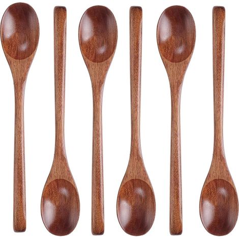 6 louche à soupe en bois, manche long, sans rayure pour poêles antiadhésives, idéal pour mélanger soupes chaudes et salades (1/5)