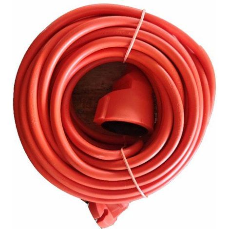 Extensión enrollable de 20 m, 1 enchufe, 2 x 1,0 mm², protección IP44, multitemporada, para hogar y jardín, naranja