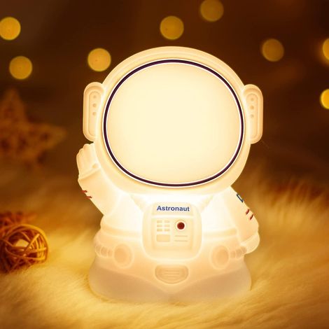Veilleuse astronaute pour bébé/enfant, 7 couleurs, LED, rechargeable USB, avec minuterie en silicone - Décoration kawaii pour chambre / (1/5)