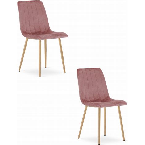 Sedia Lava - velluto rosa / gambe color legno x 2 (1/5)