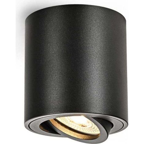 Foco de techo negro. Foco empotrable. 5 W. Blanco cálido 3000 K. Foco de techo redondo de aluminio Ø 80 x 84 mm - Crezuo