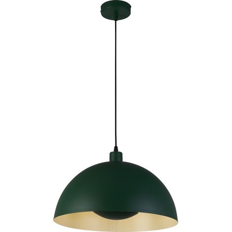Searchlight Mars Suspension à 1 lampe en forme de dôme, métal vert mat et intérieur crème (1/4)