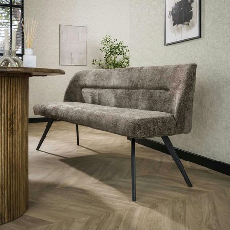 Banquette de salle à manger en velours texturé taupe 180 cm MELBOURNE (1/2)