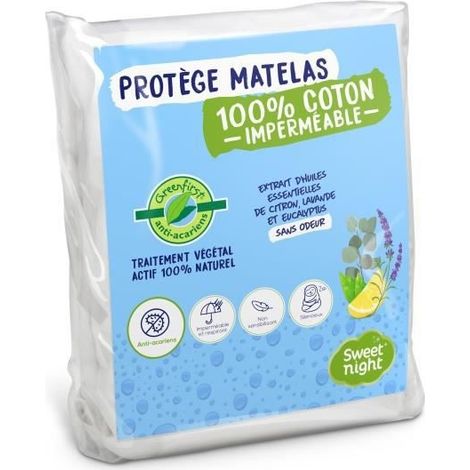 SWEET NIGHT WASSERDICHTER MATRATZENSCHUTZ ANTI-STAUBMILBEN VG TAL GREENFIRST BEHANDLUNG - 80 X 190/200 CM - WEISS (1/3)