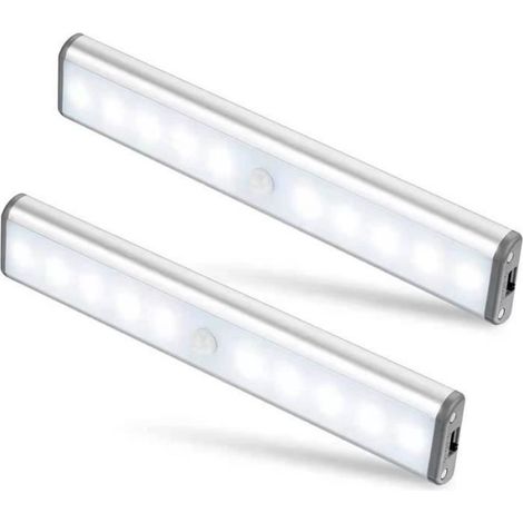 Lumière Armoire - - 2 pcs - Détecteur de Mouvement - Rechargeable USB - LED Blanche (1/4)