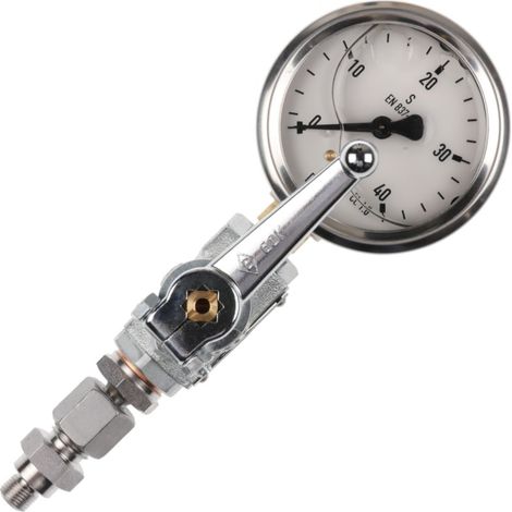 Manometer 0 bis 40 bar mit Kugelhahn Pumpe AJV und T-Pumpe (gedreht) - 21037306082 von Weishaupt