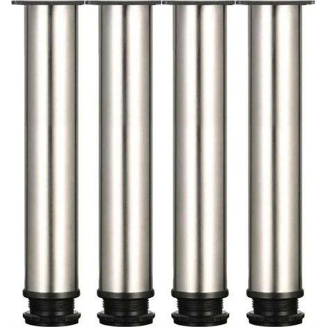Pieds de meubles épais et réglables en acier inoxydable - 50 x 300 mm, lot de 4