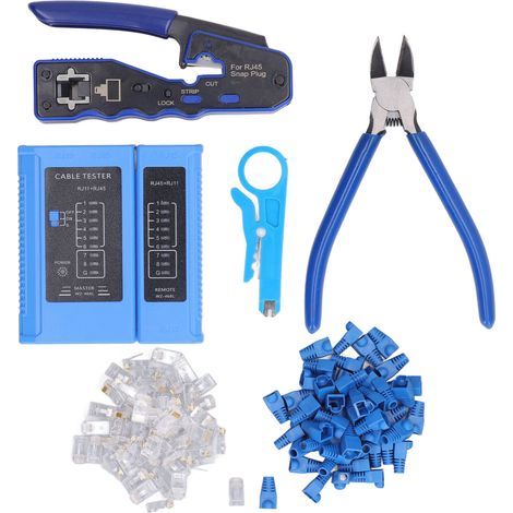Kit d'outils de sertissage RJ45, connecteurs modulaires 8P8C, pince à dénuder le fil, sertissage multifonctionnel pour Cat5e Cat6 Cat6a (1/5)
