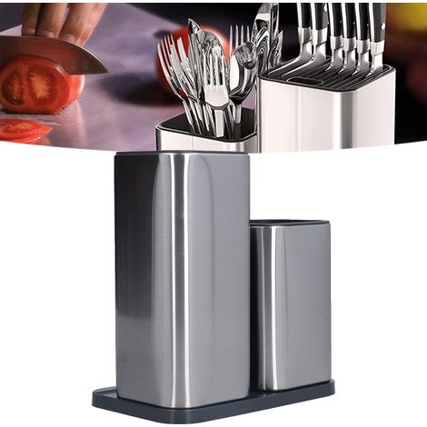 Porte-couteaux en acier inoxydable, compatible avec plusieurs jeux de couteaux, ciseaux, organiseur d'ustensiles de cuisine, bloc de support, accessoires pour outils (1/5)
