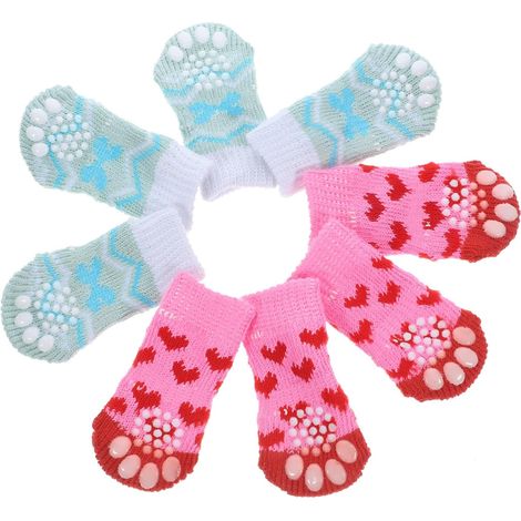 Pairs of Non-Slip Dog Socks, Protective and Cotton Pack for Small, Medium, and Large Dogs, Adorable Design with Hearts and Stripes (1/5)