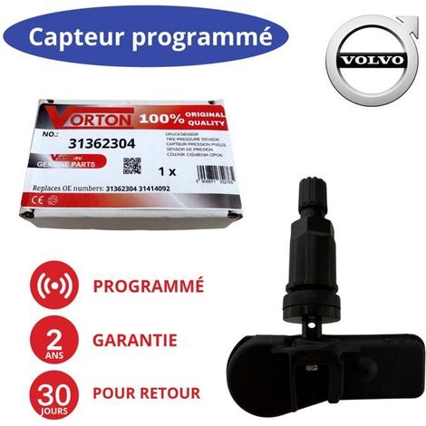 Sensore TPMS preprogrammato 433 MHz valvola ruota nera per Volvo S60 III / V60 II / S90 II / XC90 II