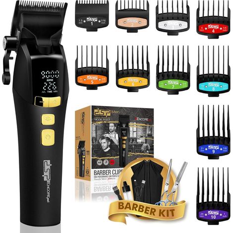 tondeuse à cheveux professionnelle pour hommes, lame en céramique enduite DLC sans fil, 9000rpm, spéciale coiffeurs avec indicateur Plug and play - (1/5)