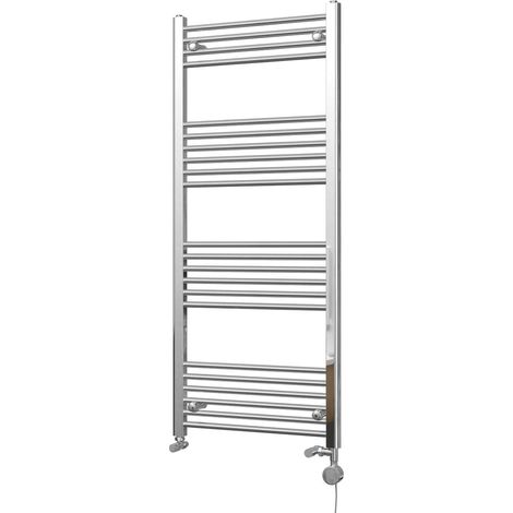Zennor - Chrome Dual Fuel Towel Rail H1400mm x W600mm Thermostatic - Straight (1/3)