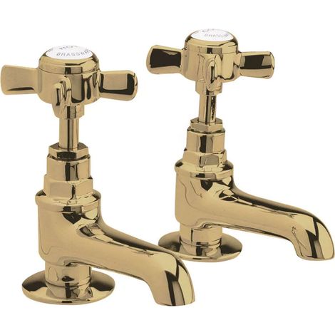 Nuie Beaumont Basin Taps Pair - Brushed Brass (1/2)