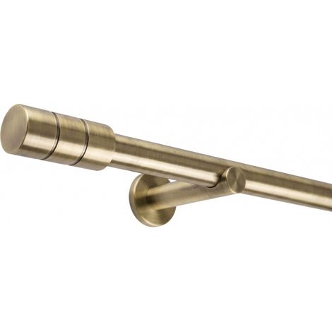 Gardinenstange auf Maß 25mm 1-läufig Messing-antik mit Zylinder - Serie Style 60cm