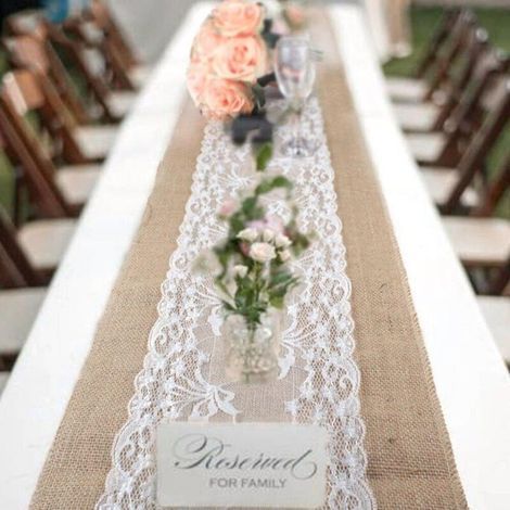 Chemin de Table en Toile de Jute Rustique 30 x 275 cm Décoration Vintage pour Mariage Fête (1/3)