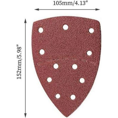 Feuille Abrasive - Grains 150 - Corindon - Auto-adhésif 11 Trous - Pour Ponçage Bois Métal Plastique - 50 Pièces (1/5)