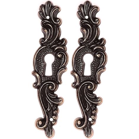 Cyclingcolors – Lot de 2 entrées de clé style Louis XV en zamak finition laiton vieilli – Hauteur 85mm – Entraxe 60mm – Pour meubles anciens et décoration vintage (1/3)