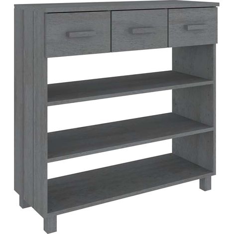 vidaXL Mesa consola madera maciza de pino gris oscuro 90x35x90 cm (1/2)