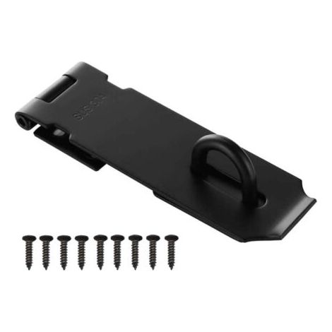 royaluxe- Cadenas Fermoir Loquet Porte 5 Pouces, Loquet pour Cadenas avec Vis, Inoxydable Fermoir Porte Cadenas pour Porte, Tiroir, Placard (Noir) (1/5)