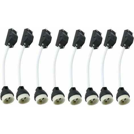 8 portalámparas cerámicos Gu10 con conector de cable, 2 A, 250 V, adaptador de base con cable aislado. (1/5)