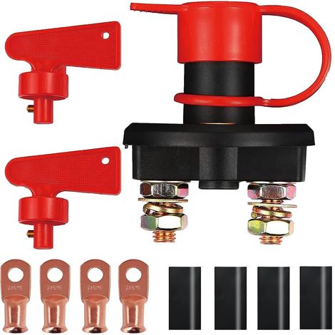 1 pièce Interrupteur de déconnexion de batterie, isolateur principal de batterie DC 12V 24V, interrupteur de coupure de courant pour voiture marine, bateau, camping-car, VTT, camion, véhicule (1/4)