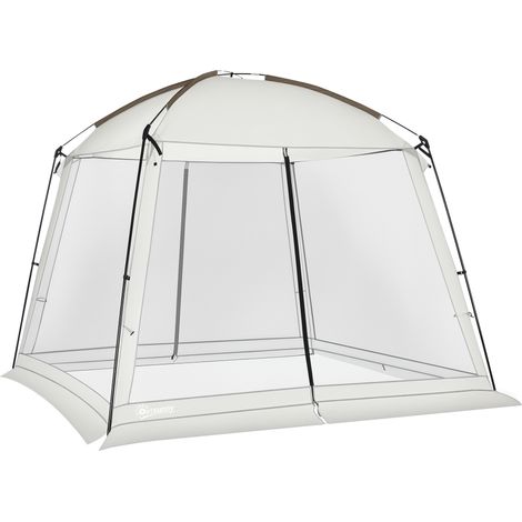 Beyamis 3x3 m Gartenzelt für 6–8 Personen mit 4 Moskitonetzen und 2 Türen, UV-Schutz 50+, inklusive Tragetasche, Weiß
