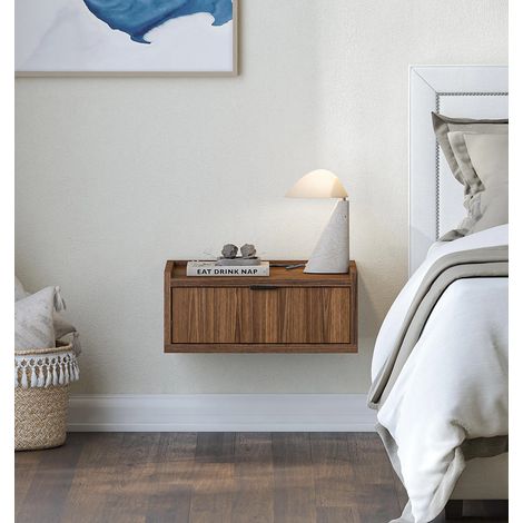 AX LIVING Nordiva Nachttisch mit Schublade 40 cm Warmia Walnut hängend