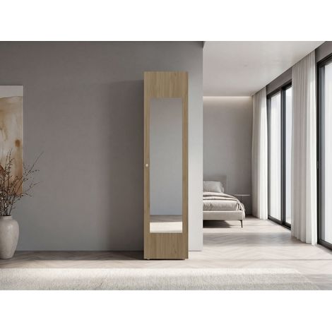 HOME DREAMS M5 - Armario con espejo, 1 puerta, roble natural (1/5)